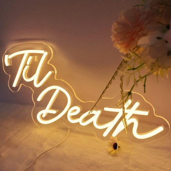 Til’ Death Neon White LED Light Birthday Party Graduation Teenager Bedroom Decor - Picture 5 of 5